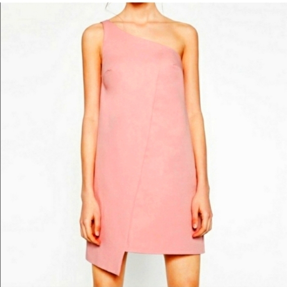 ZARA Elegant Pink One-Shoulder Dress - Picture 1 of 5